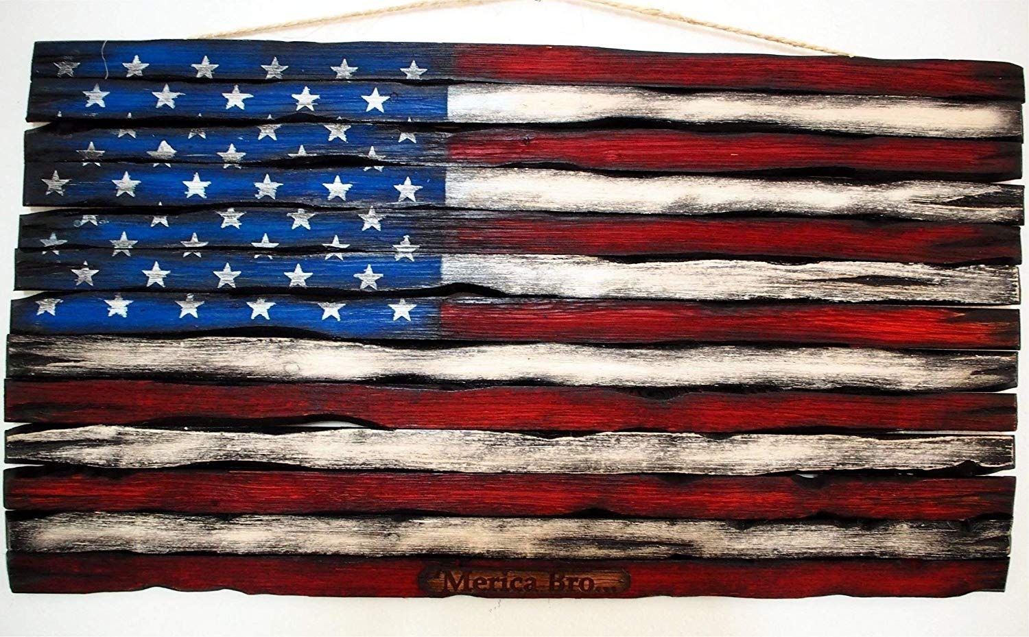Amazon: Wooden American Flag Decor Sign | Consists Of Thirteen Inside Wooden American Flag Wall Art (View 13 of 20)