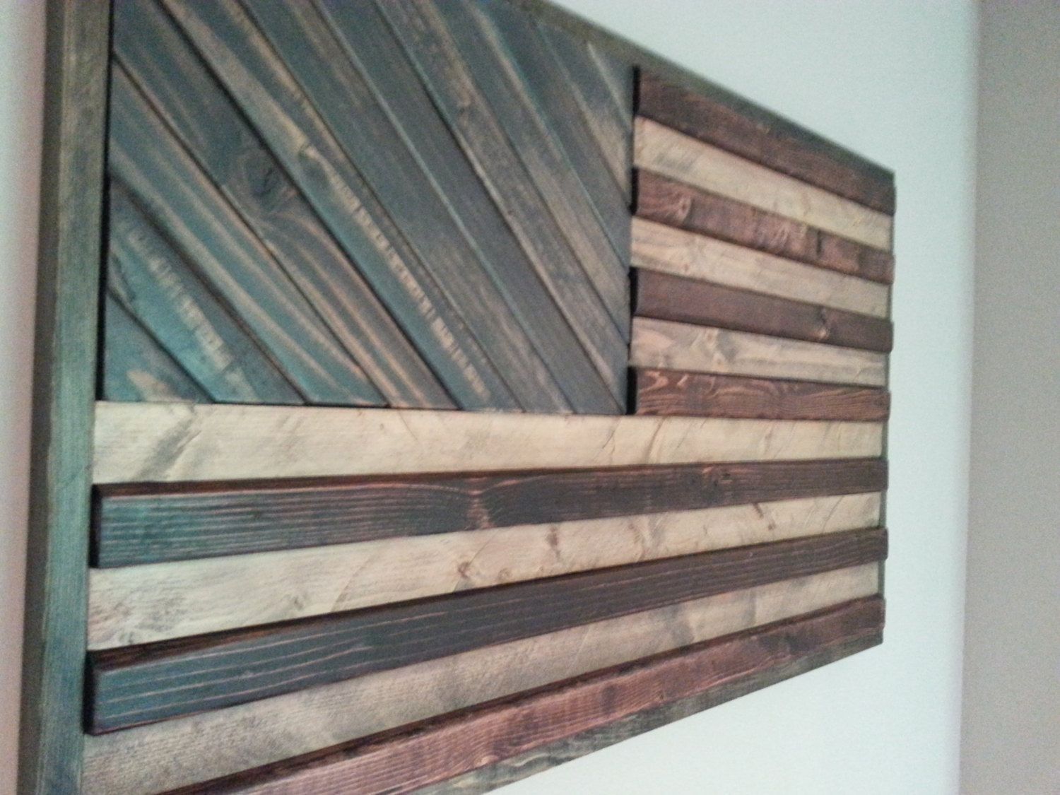 American Flag Theme Wood Wall Artweatheredwoodwalls On Etsy Intended For Wooden American Flag Wall Art (View 14 of 20)