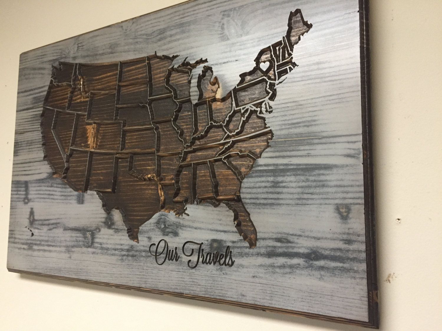 American Map Wall Decor, Wood Wall Art, Carved, United States Map Throughout United States Map Wall Art (Photo 1 of 20)