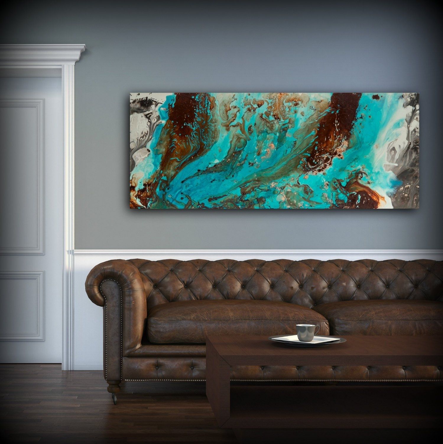 Aqua Print, Blue And Brown Wall Art Decor, Colourful, Bohemian Art For Teal And Brown Wall Art (Photo 1 of 20)
