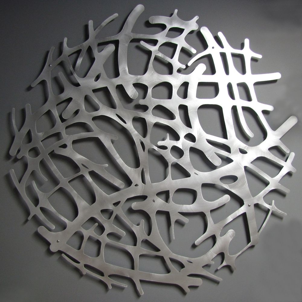 Art Nouveau Web No. 1 In Brushed Aluminum 46" Circle Wall Sculpture For Circle Wall Art (Photo 12 of 20)
