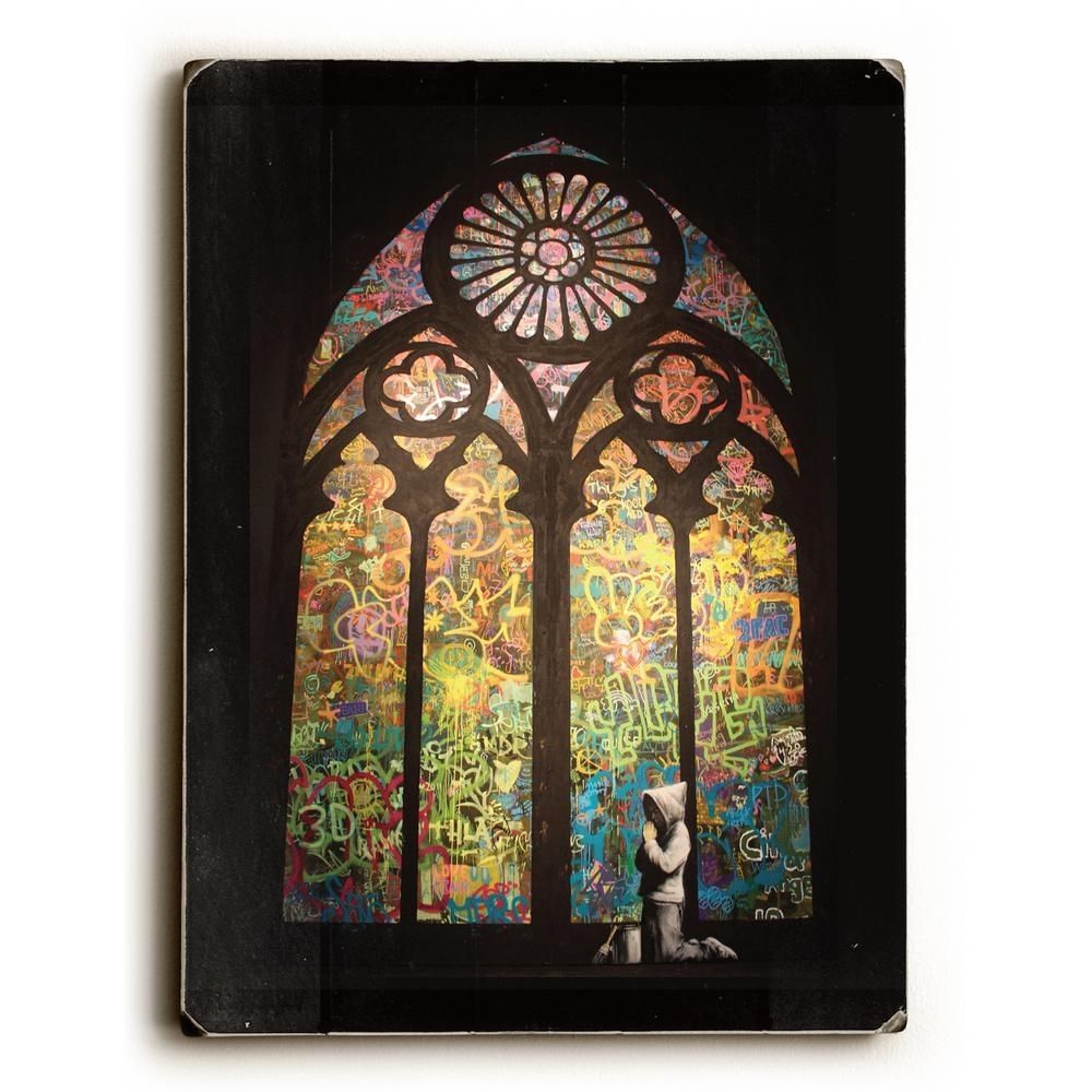Artehouse 9 In. X 12 In. "stained Glass"banksy Solid Wood Wall Intended For Stained Glass Wall Art (Photo 18 of 20)