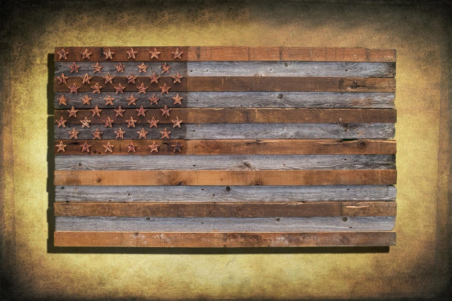 Barnwood American Flag, 100 Year Old Wood, One Of A Kind, 3d, Wooden For Wooden American Flag Wall Art (View 11 of 20)