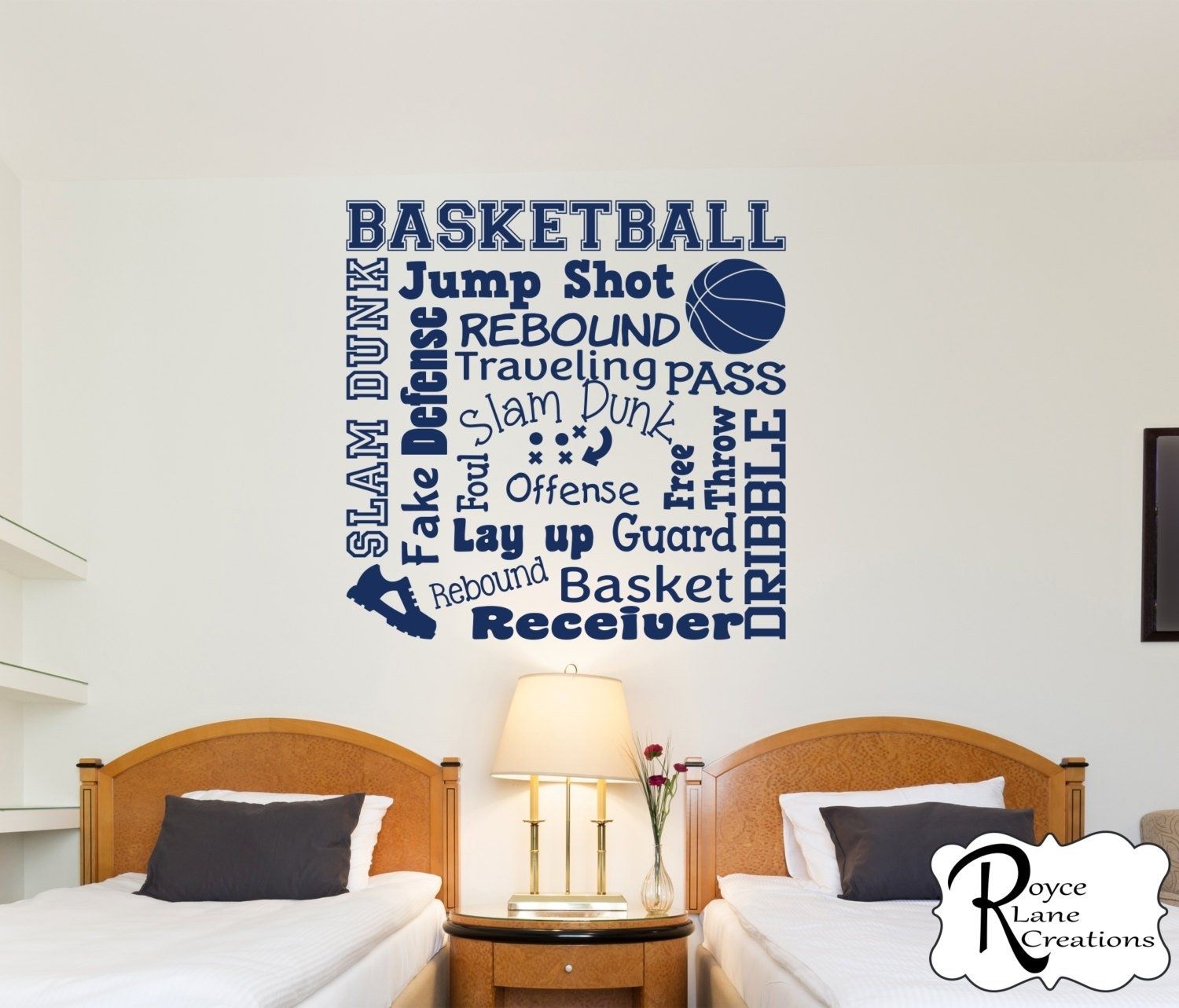 Basketball Wall Decal/basketball Wall Decals Word Art 2/sports Decor Intended For Basketball Wall Art (Photo 8 of 20)