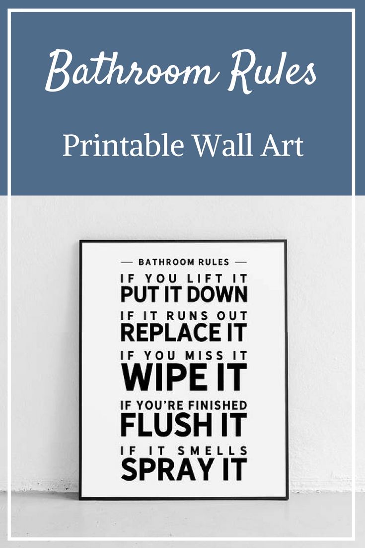Bathroom Rule Printable Wall Art (View 16 of 20)