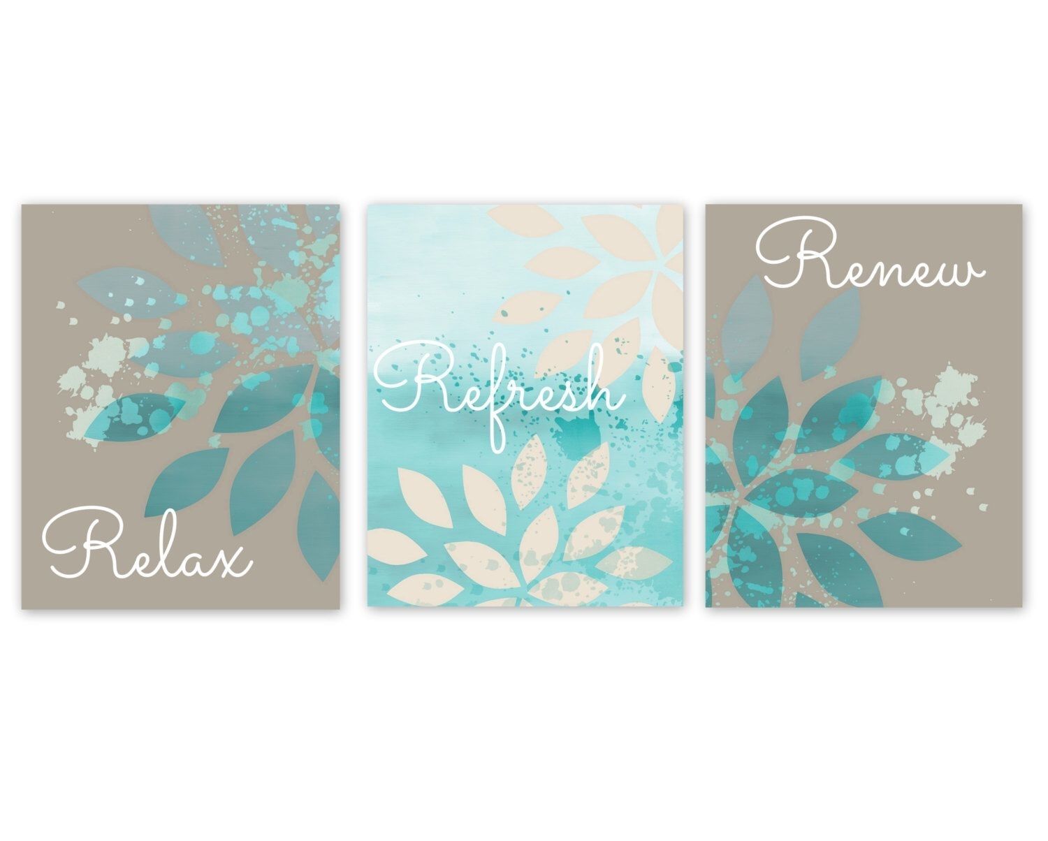 Bathroom Wall Decor, Taupe Teal Bathroom Decor, Turquoise Bathroom In Turquoise Wall Art (View 9 of 20)
