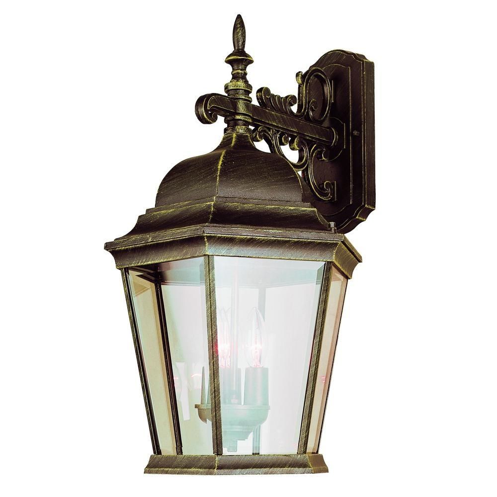 Bel Air Lighting Classical 3 Light Black Gold Outdoor Wall Mount Within Gold Outdoor Lanterns (Photo 2 of 20)