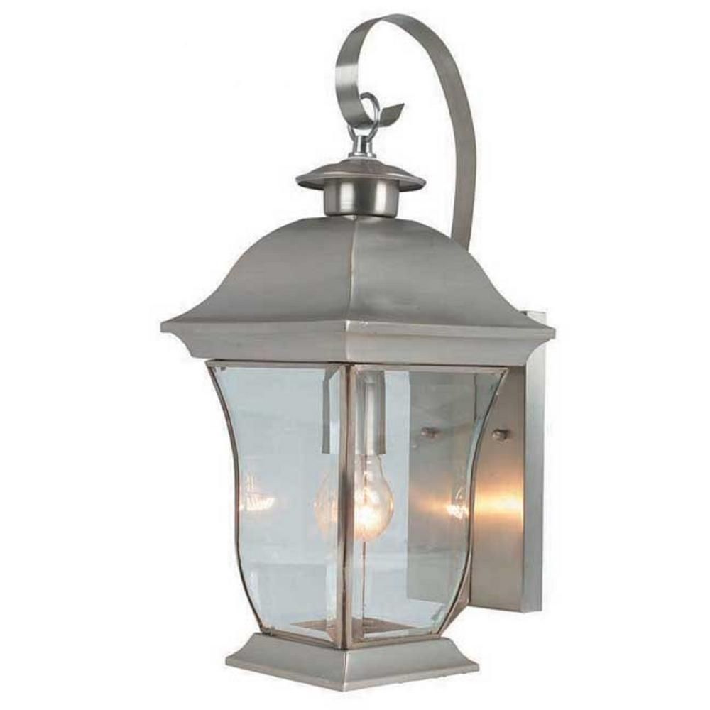 Bel Air Lighting Wall Flower 1 Light Brushed Nickel Outdoor Coach Pertaining To Nickel Outdoor Lanterns (View 3 of 20)