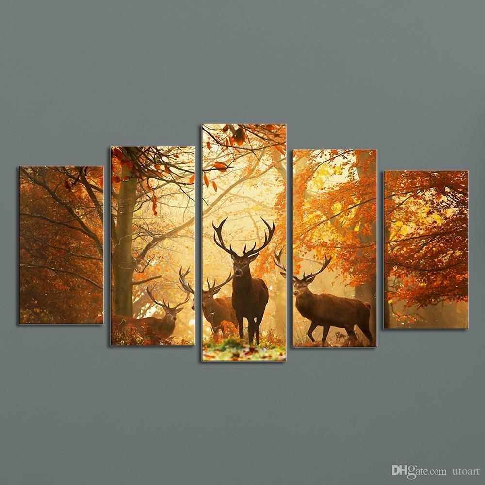 Best Modern Digital Picture Print On Canvas Animal Deer Custom Wall With Regard To Custom Wall Art (Photo 4 of 20)