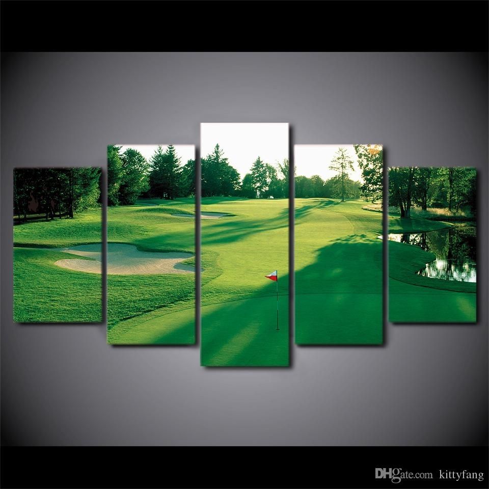Best Quality Canvas Art Hd Printed Golf Course Green Land Wall Regarding Golf Canvas Wall Art (View 2 of 20)