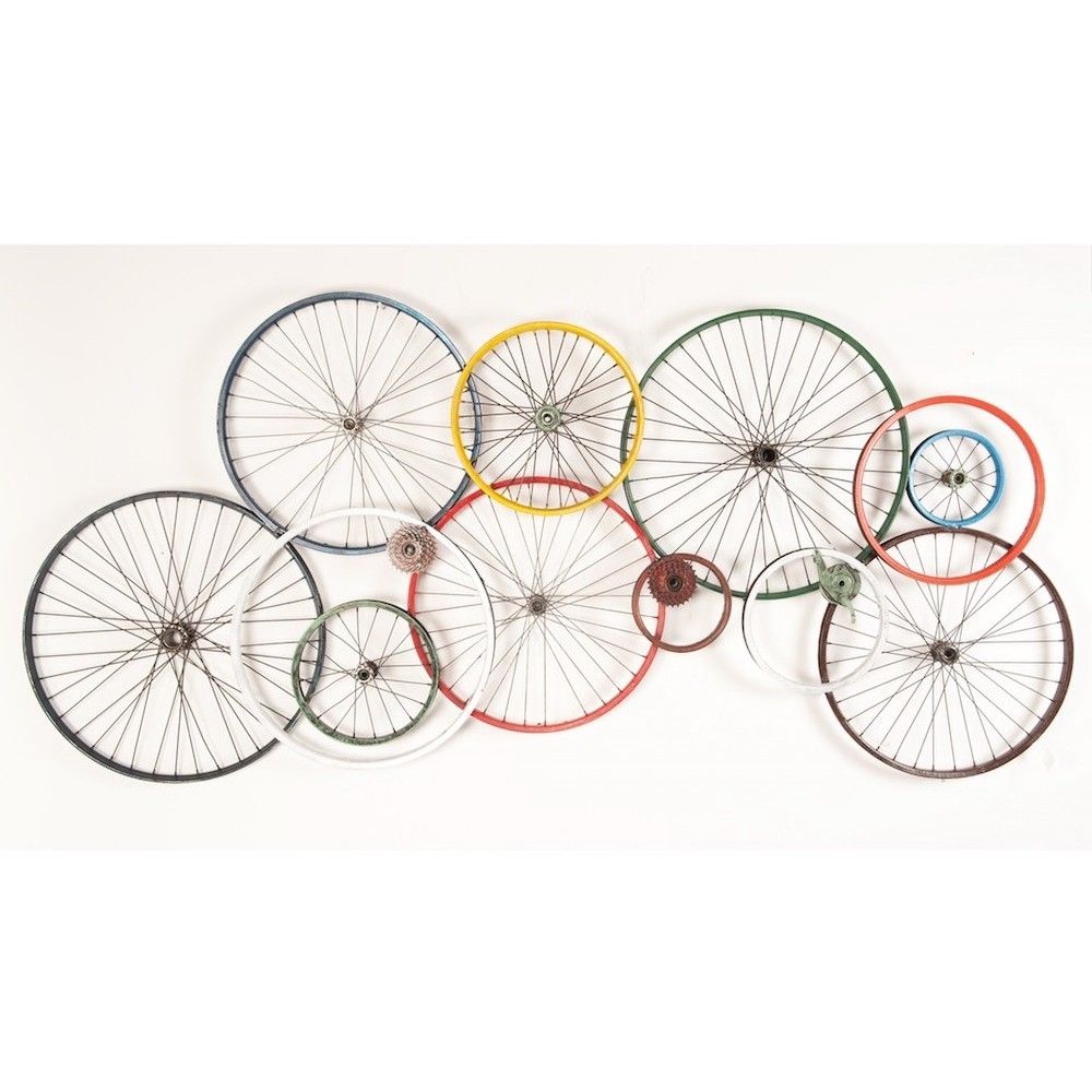 Bicycle Wall Art | Wheels Recycled On Walls Urban Reclaimed Metal For Bicycle Wall Art (Photo 3 of 20)