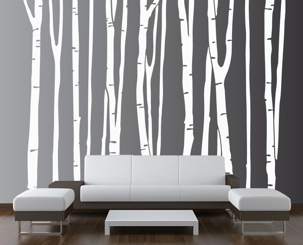Birch Tree Vinyl Decal Forest #1109 – Innovativestencils Inside Birch Tree Wall Art (View 3 of 20)