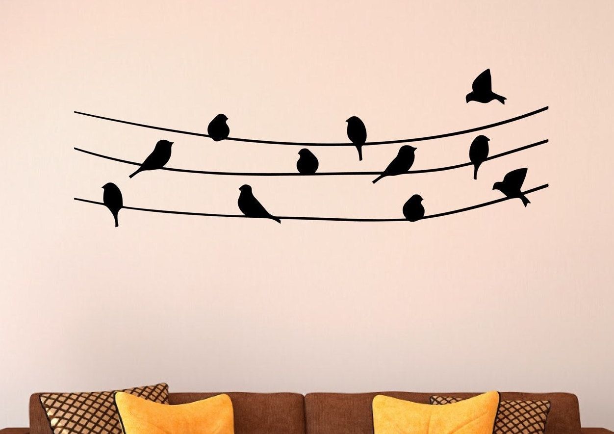 Birds On A Wire Wall Sticker | Stunning Bird Wall Stickers | Wall Art For Bird Wall Art (View 10 of 20)