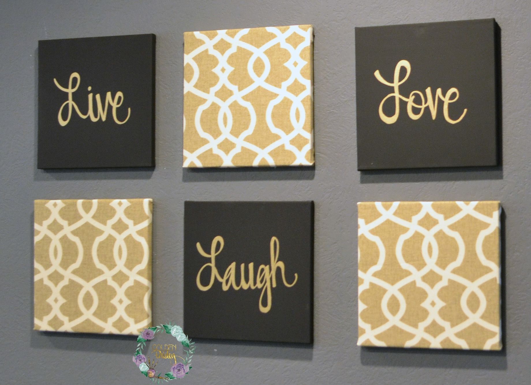 Black And Gold Eat Drink Be Merry Chic Wall Art Set Inside Black And Gold Wall Art (View 2 of 20)