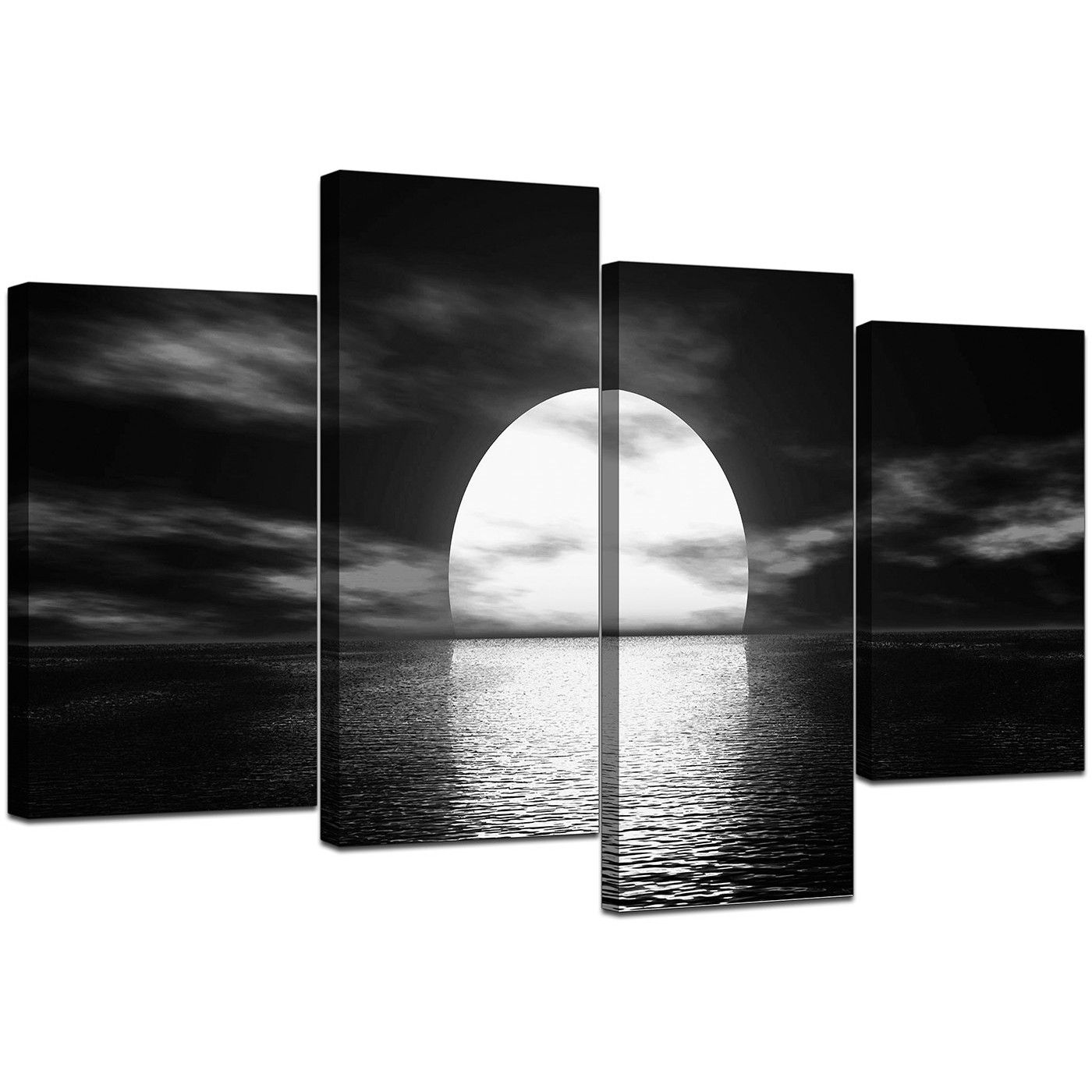 Black And White Canvas – Ocean Sunset Canvas Wall Art For Black And White Canvas Wall Art (View 1 of 20)