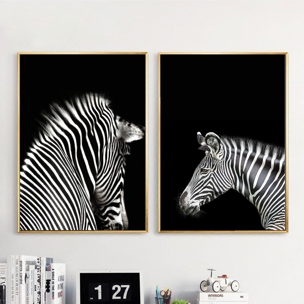 Black White Animal Zebra Wall Art Canvas Posters And Prints – Super Text Throughout Zebra Canvas Wall Art (View 13 of 20)