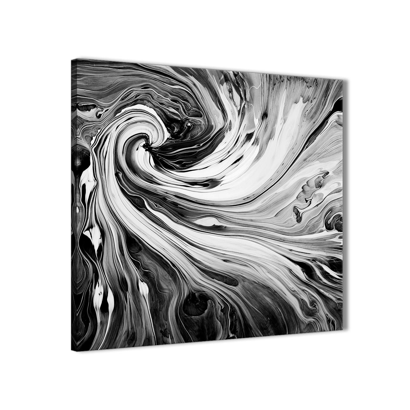 Black White Grey Swirls Modern Abstract Canvas Wall Art – 49cm Pertaining To Wall Art (Photo 13 of 20)