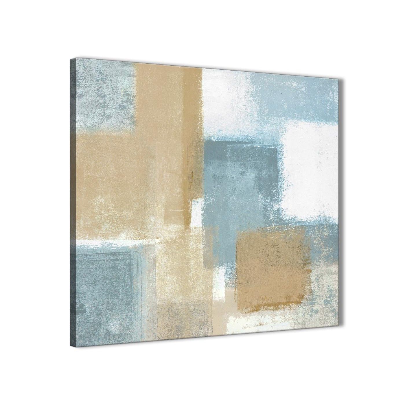 Blue Beige Brown Abstract Painting Canvas Wall Art Print – Modern Intended For Teal And Brown Wall Art (View 9 of 20)