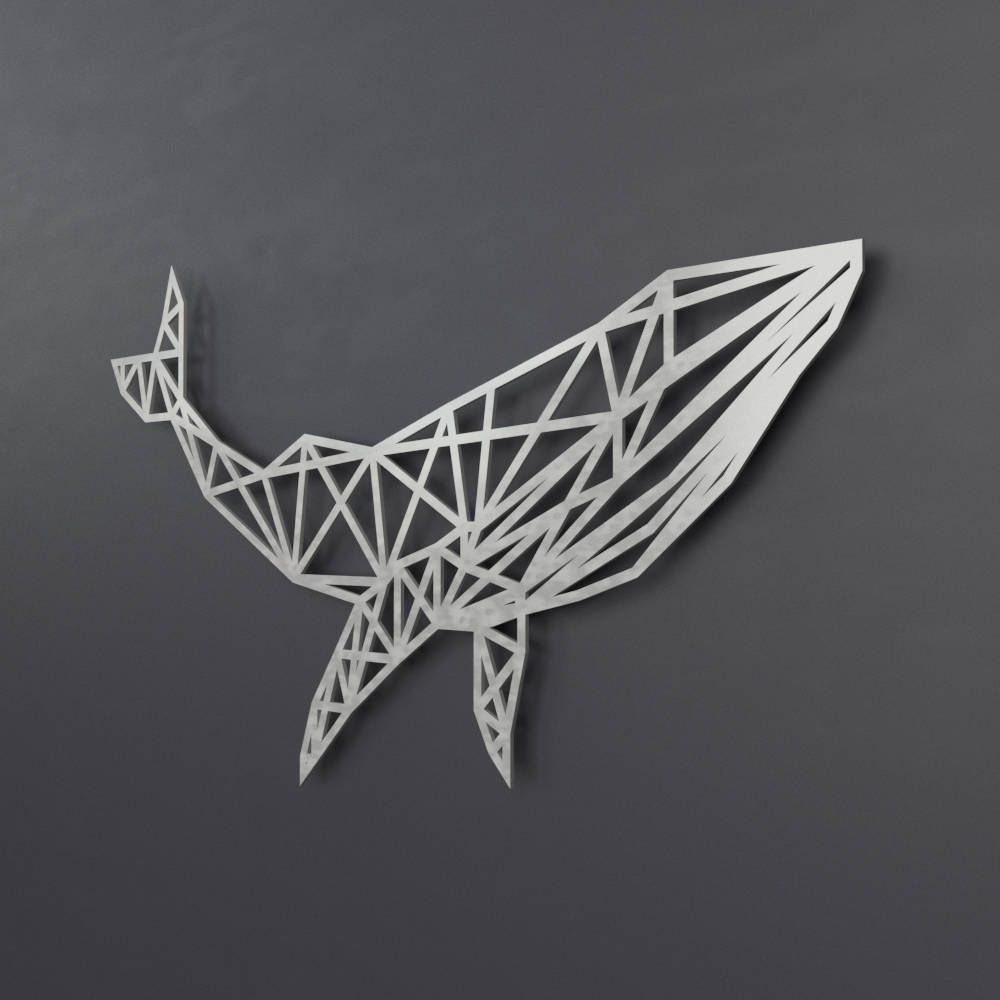 Blue Whale Metal Wall Art Sculpture, Geometric Wall Art, Whale Wall For Geometric Metal Wall Art (View 17 of 20)