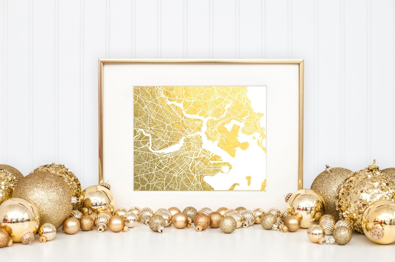 Boston Map Gold Foil Print Boston Wall Art Gold Foil Map, Gold Foil In Gold Foil Wall Art (View 18 of 20)