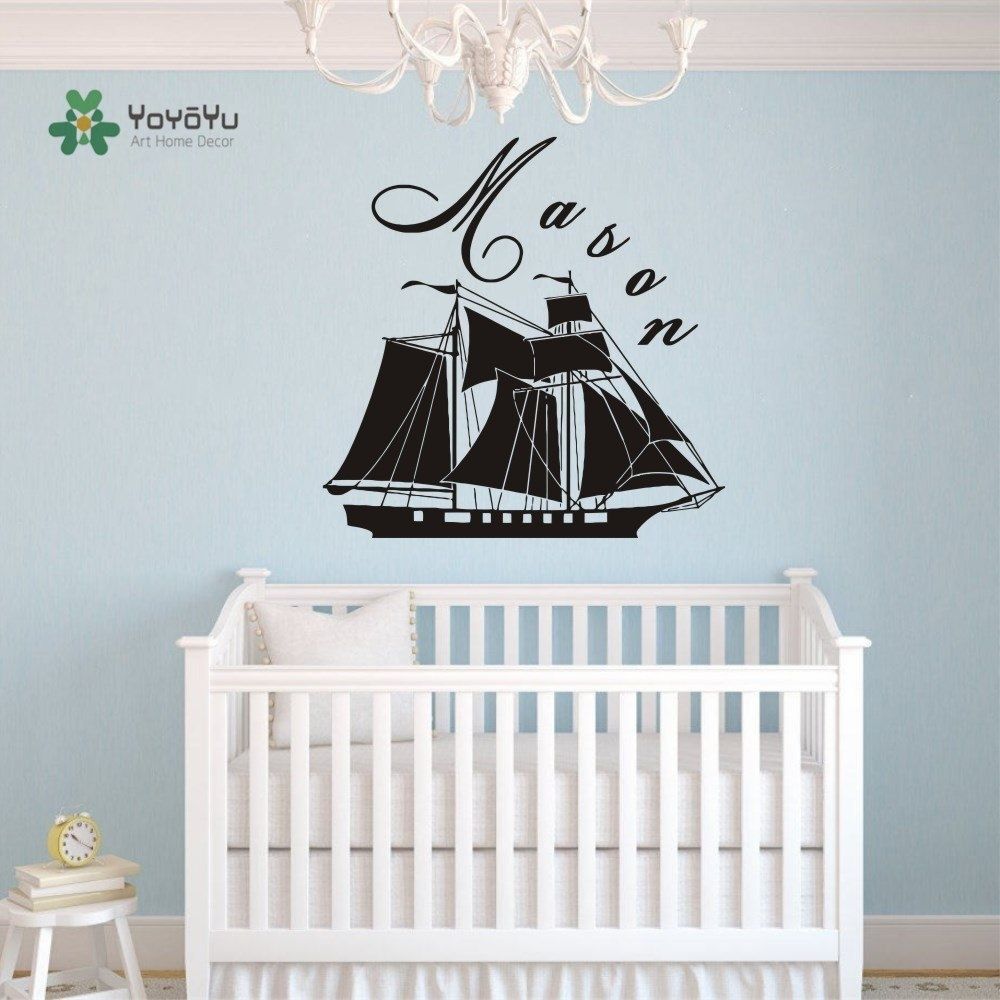 Boys Custom Personalized Name Sea Theme Wall Sticker Kids Home Decor For Baby Room Wall Art (Photo 9 of 20)