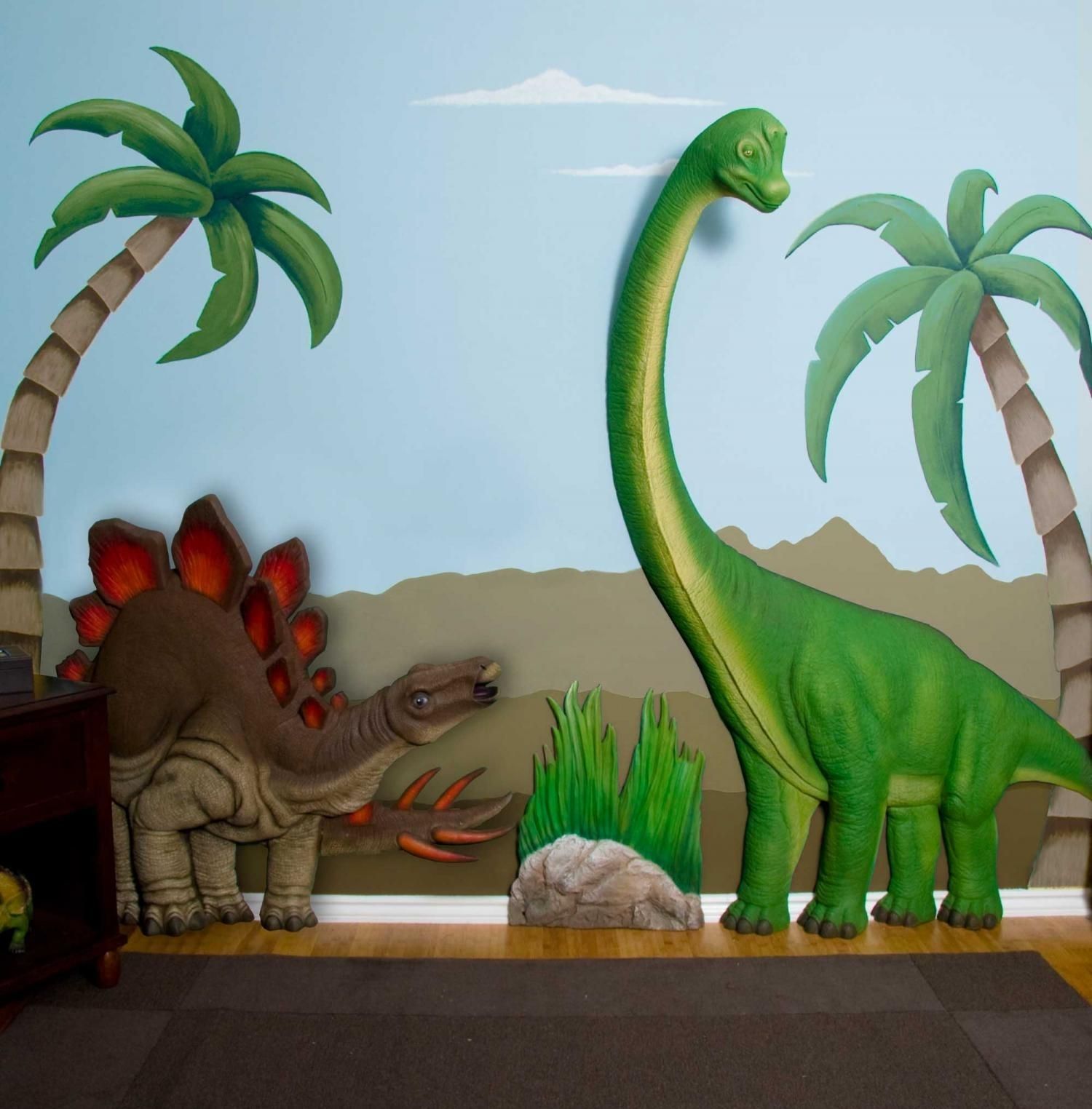 Brachiosaurus Stegosaurus Dinosaur Set 3d Wall Art Decorbeetling Inside Dinosaur Wall Art (View 17 of 20)