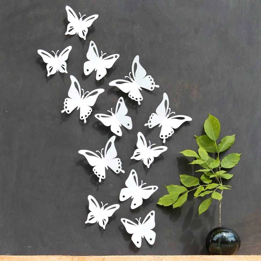 Brilliant Butterfly Wall Art White Butterfly Wall Decor D Set Of With Butterfly Wall Art (Photo 17 of 20)