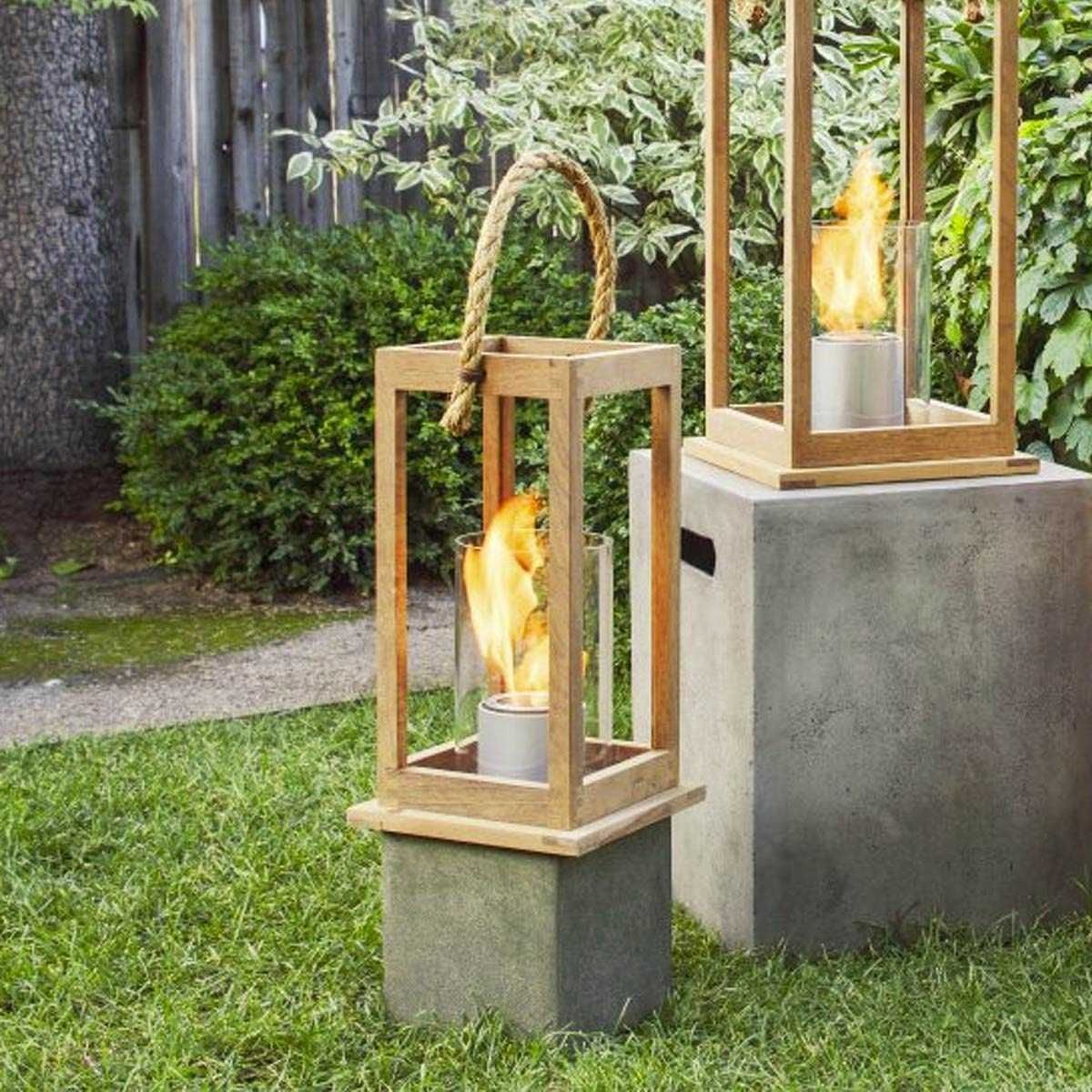 Brisbane 17" Gel Fuel Series Lantern In Teak Wood With Regard To Outdoor Gel Lanterns (View 5 of 20)