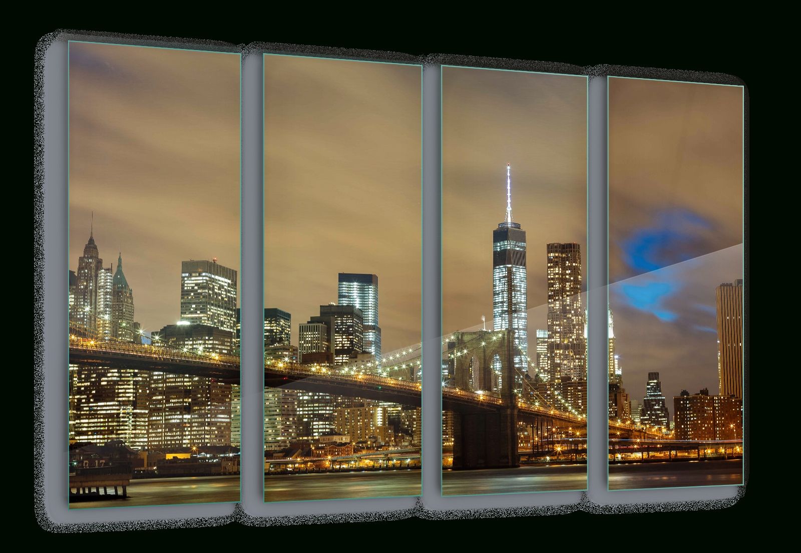 Brooklyn Bridge New York City Night Canvas & Glass Wall Art Pictures Inside New York City Wall Art (View 12 of 20)