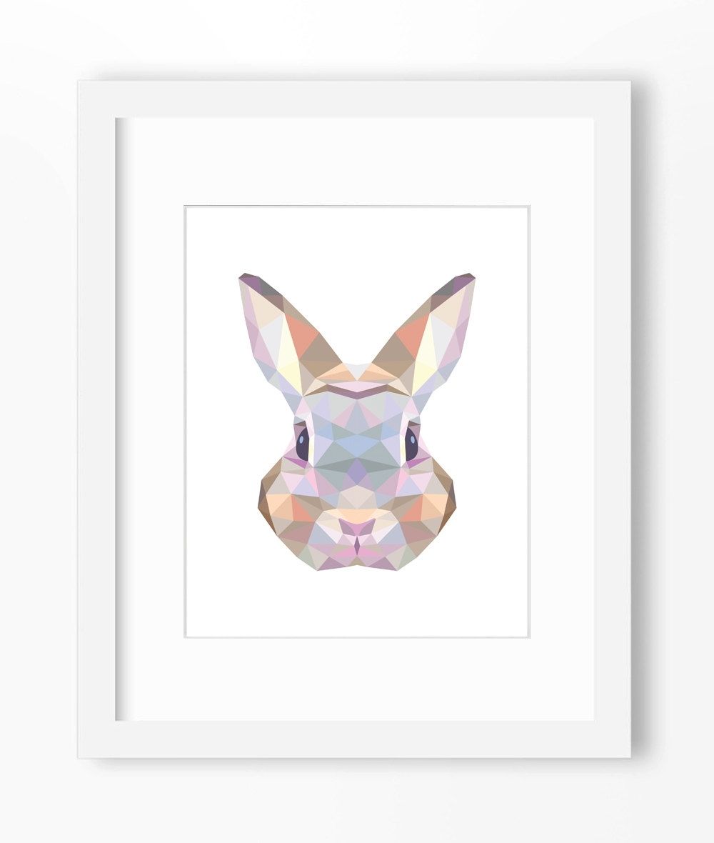 Bunny Print Rabbit Art Bunny Wall Art Geometric Bunny, Bunny Wall Within Bunny Wall Art (View 9 of 20)