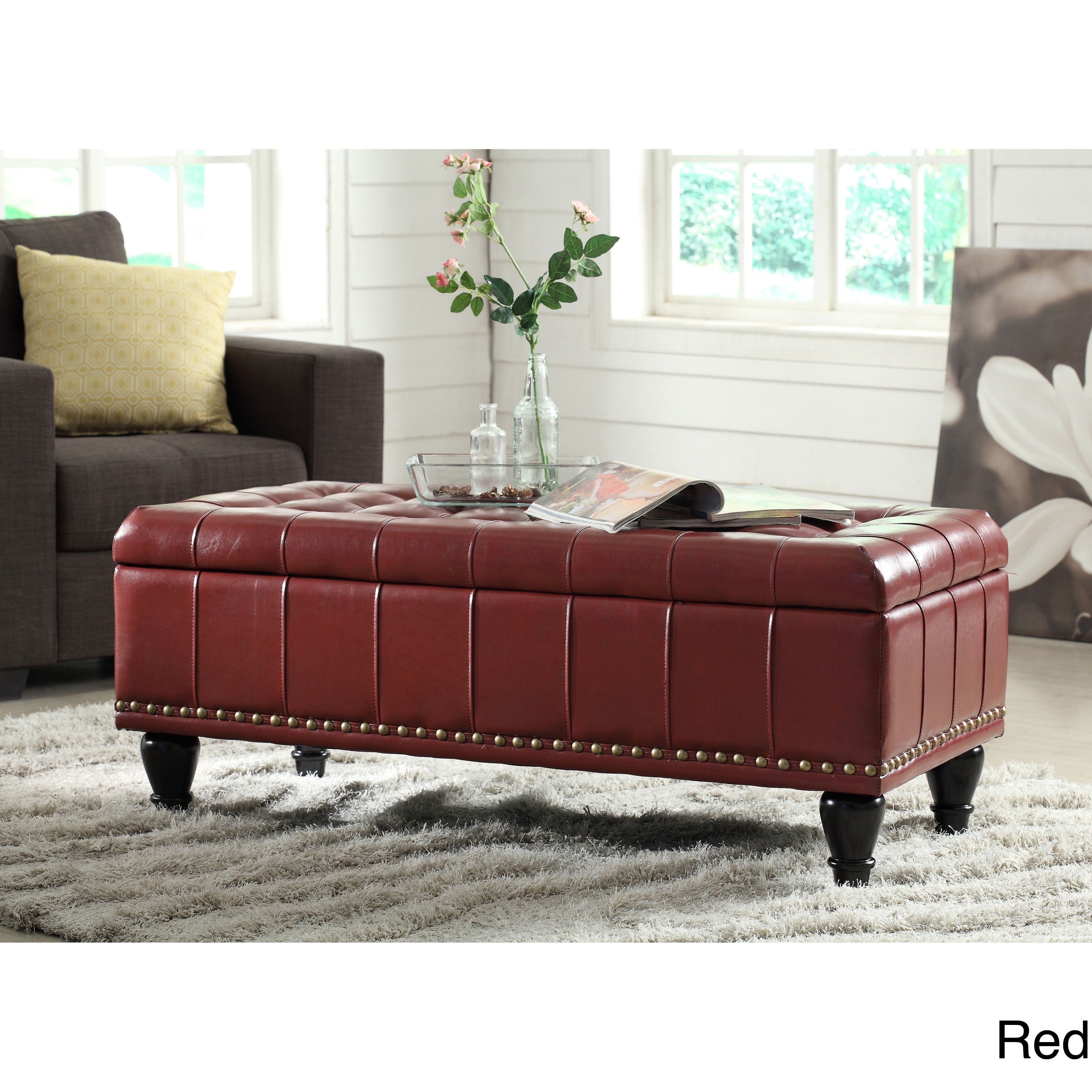 Buy Red Ottomans & Storage Ottomans Online At Overstock | Our With Regard To Mill Large Leather Coffee Tables (View 8 of 30)