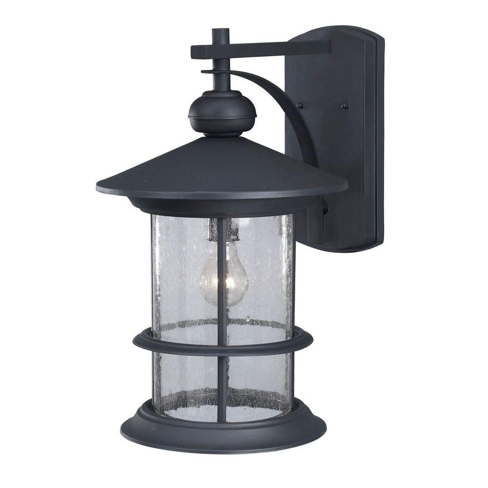 Canarm Ryder 1 Light Black Outdoor Wall Lantern With Seeded Glass For Black Outdoor Lanterns (Photo 18 of 20)
