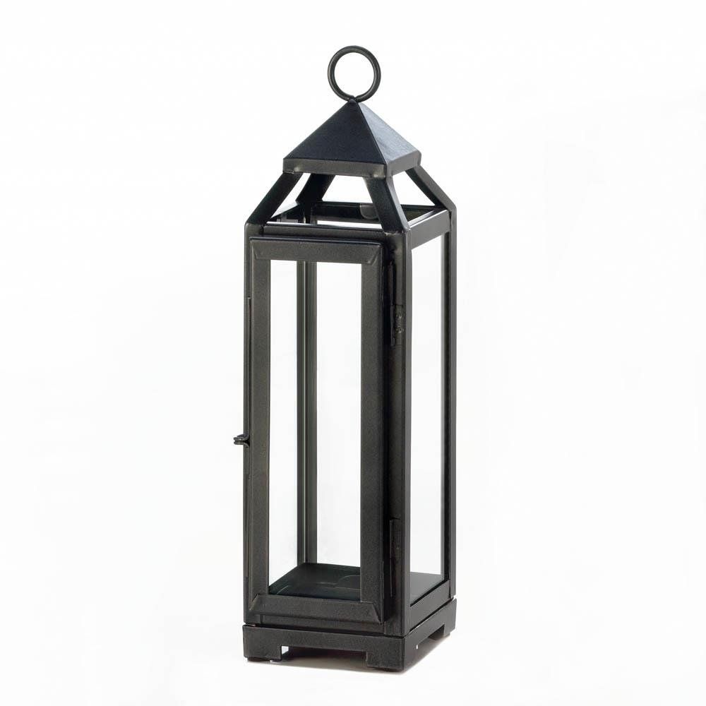 Candle Lantern Decor, Outdoor Rustic Iron Tall Slate Black Metal In Metal Outdoor Lanterns (View 2 of 20)
