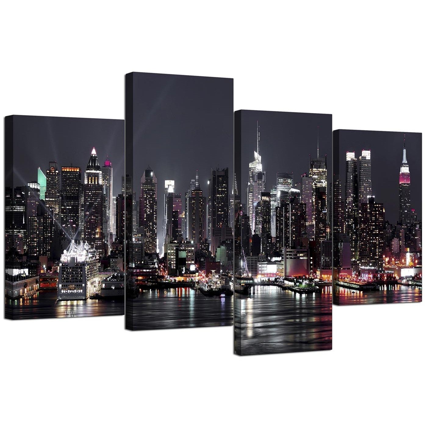 Canvas Pictures Of New York Skyline For Your Living Room – 4 Panel Inside New York Canvas Wall Art (Photo 7 of 20)