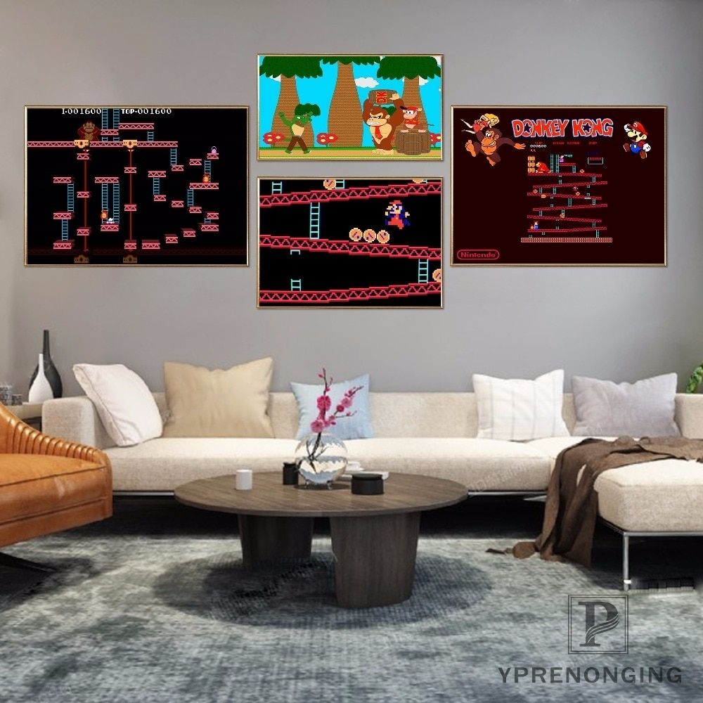 Canvas Poster Silk Fabric Donkey Kong Retro Nintendo Gaming Poster With Regard To Nintendo Wall Art (View 20 of 20)