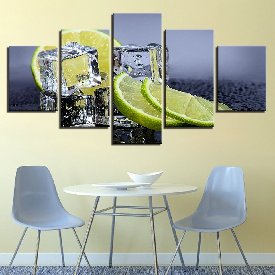 Canvas Print Pictures Kitchen Restaurant Wall Art No Frame 5 Pieces With Regard To Lemon Wall Art (View 18 of 20)