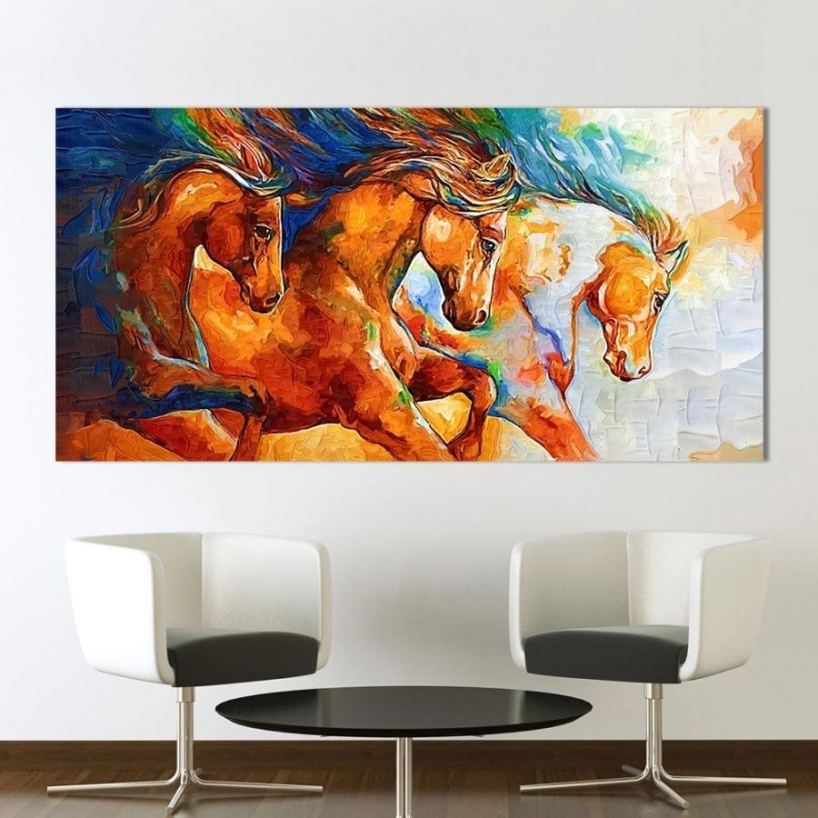Canvas Wall Art Three Horses Running Painting – My Heart Store With Horses Wall Art (View 13 of 20)