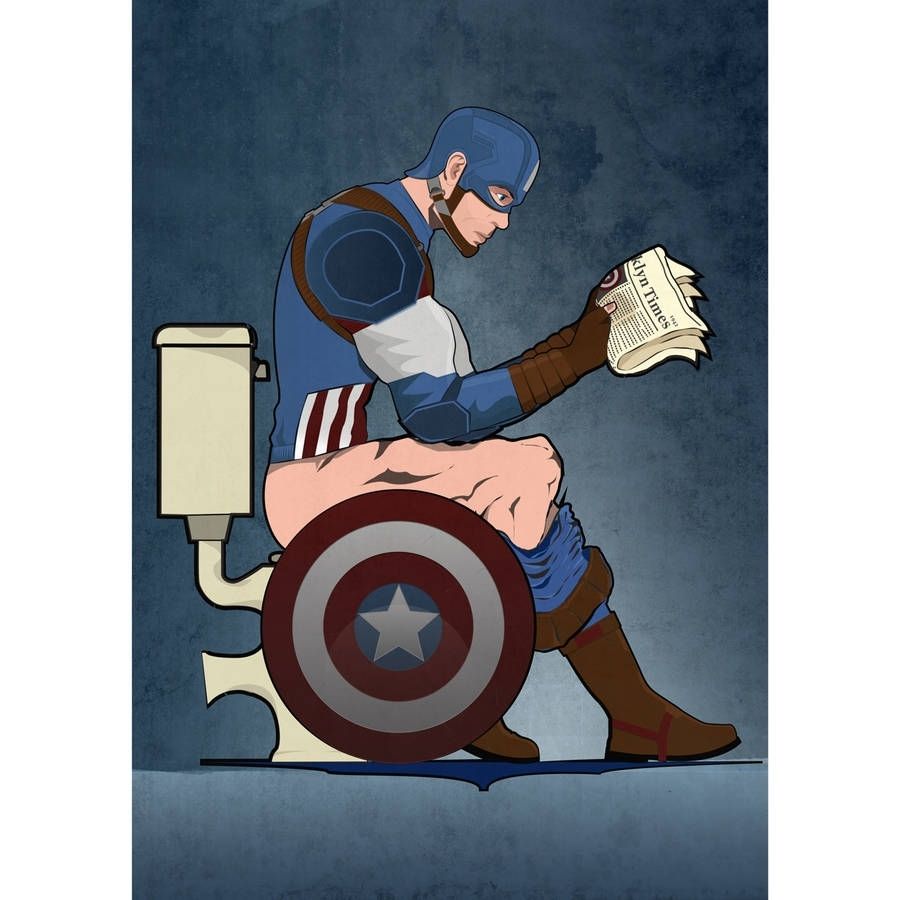 Captain America On The Toilet Poster Wall Art Printwyatt9 Intended For Captain America Wall Art (Photo 1 of 20)