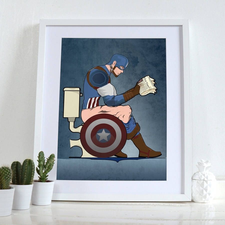 Captain America On The Toilet Poster Wall Art Printwyatt9 Within Wall Art Prints (View 4 of 20)