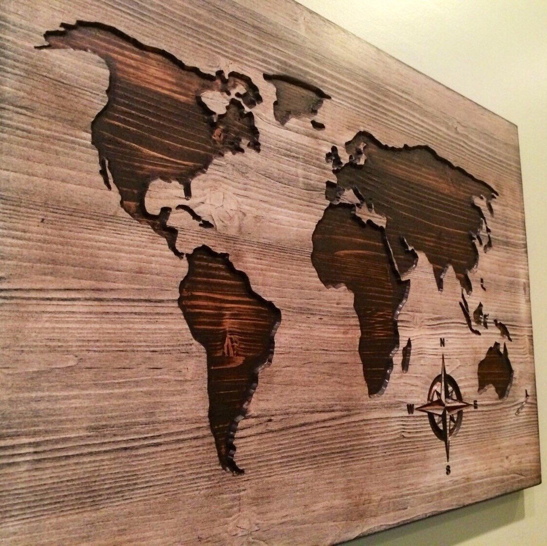 Carved, Wooden World Map, Wood Wall Art, World Map Home Decor, World Intended For Wooden World Map Wall Art (View 3 of 20)