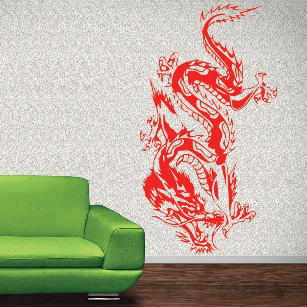 Chinese Dragon Wall Sticker Animals Fantasy Wall Decal Boys Bedroom Inside Dragon Wall Art (View 18 of 20)