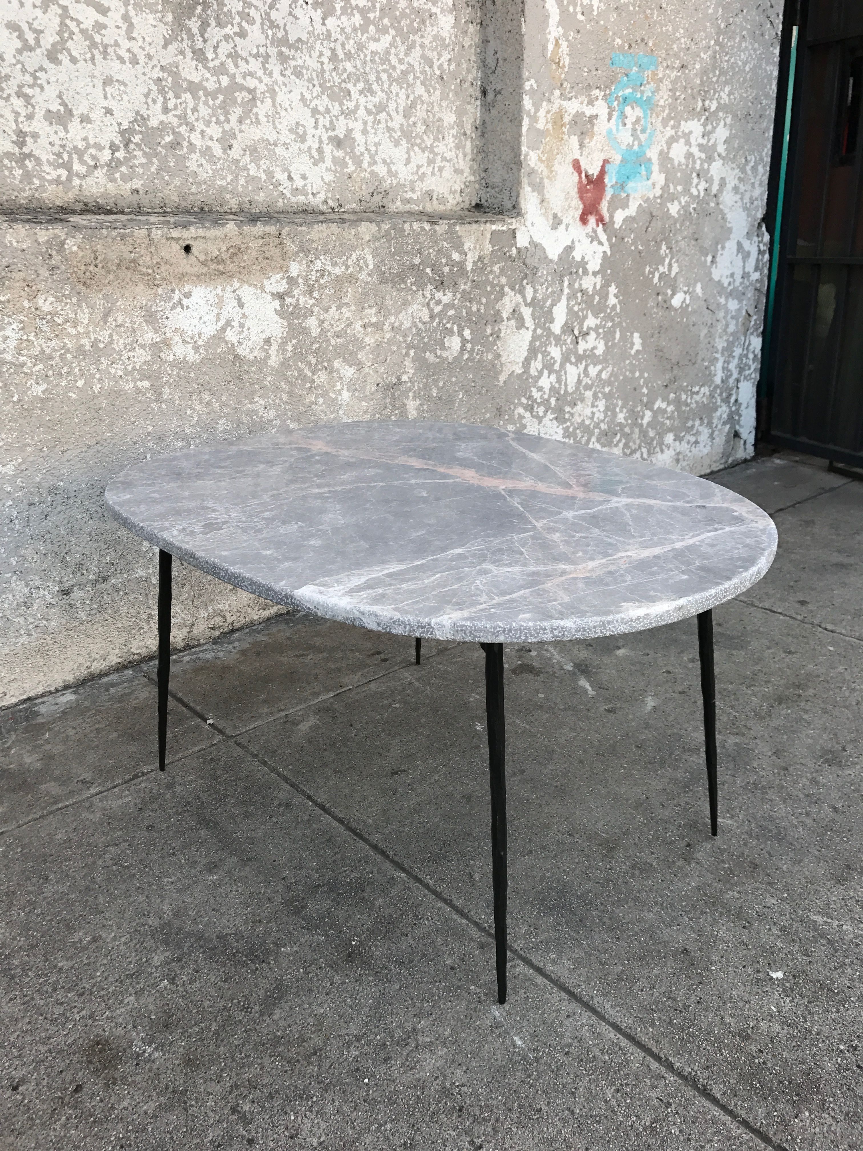 Claudia" Spanish Stone Marble Coffee Table On Metal Legs | S+s Pertaining To Spanish Coffee Tables (View 19 of 30)