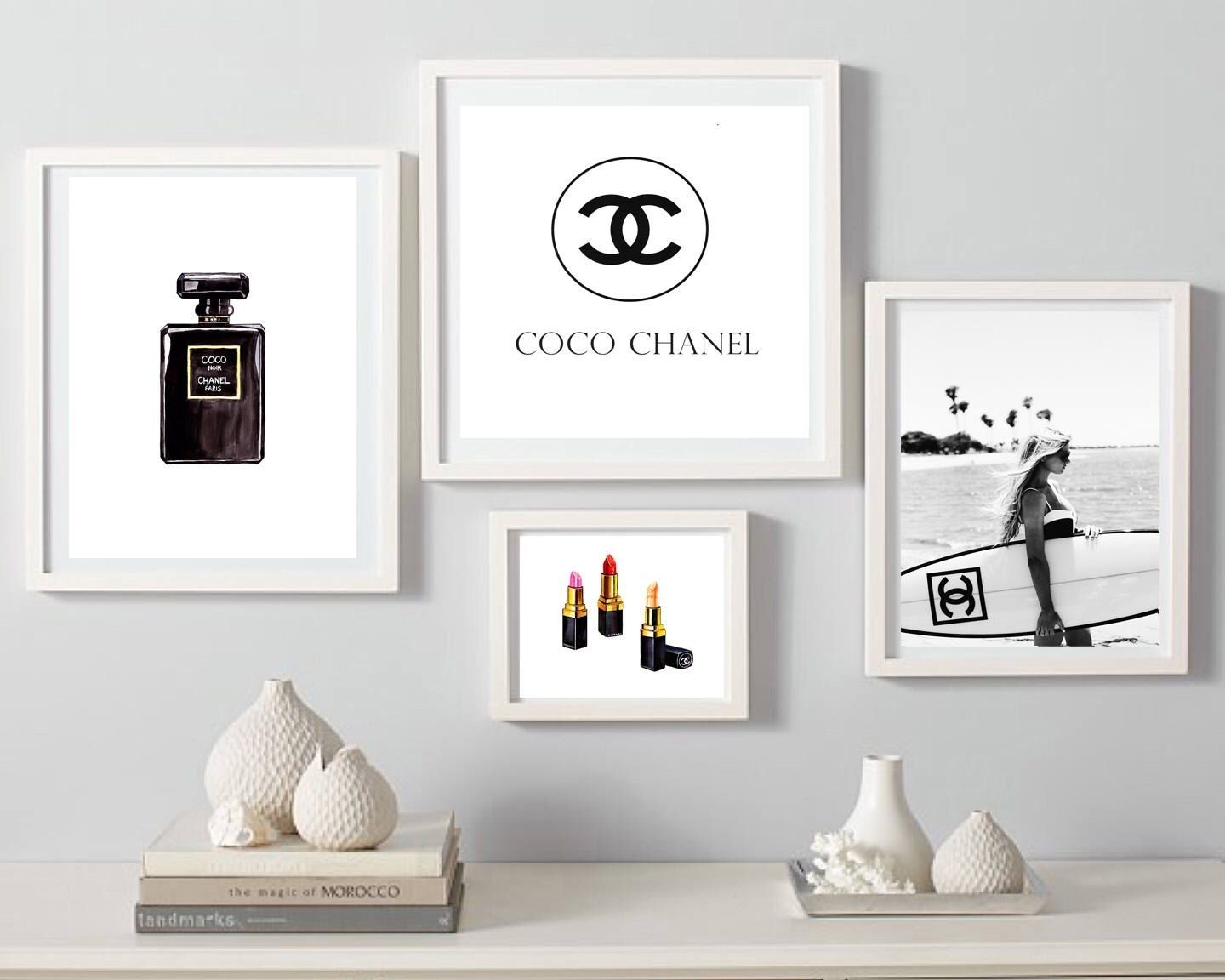 Coco Chanel Print, Fashion Wall Art, Set Of 4 Wall Decor, Coco In Fashion Wall Art (Photo 2 of 20)