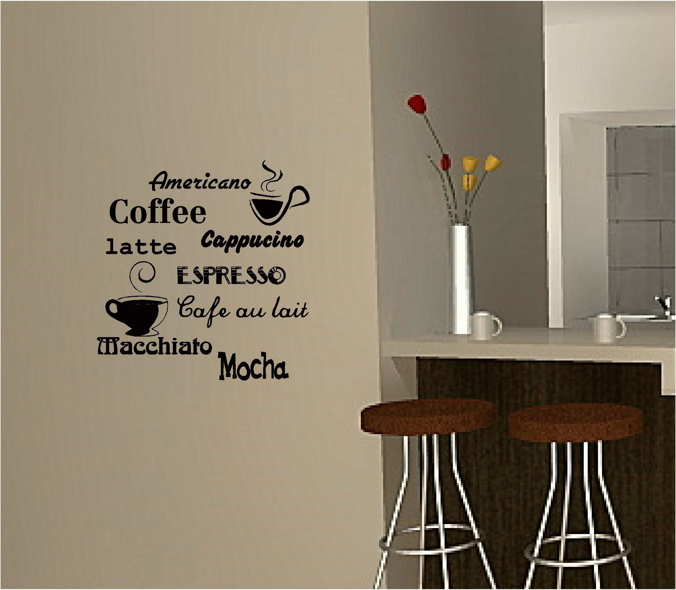 Coffee Wall Art Sticker Vinyl Quote Kitchen Cafe | Ebay For Coffee Wall Art (Photo 5 of 20)