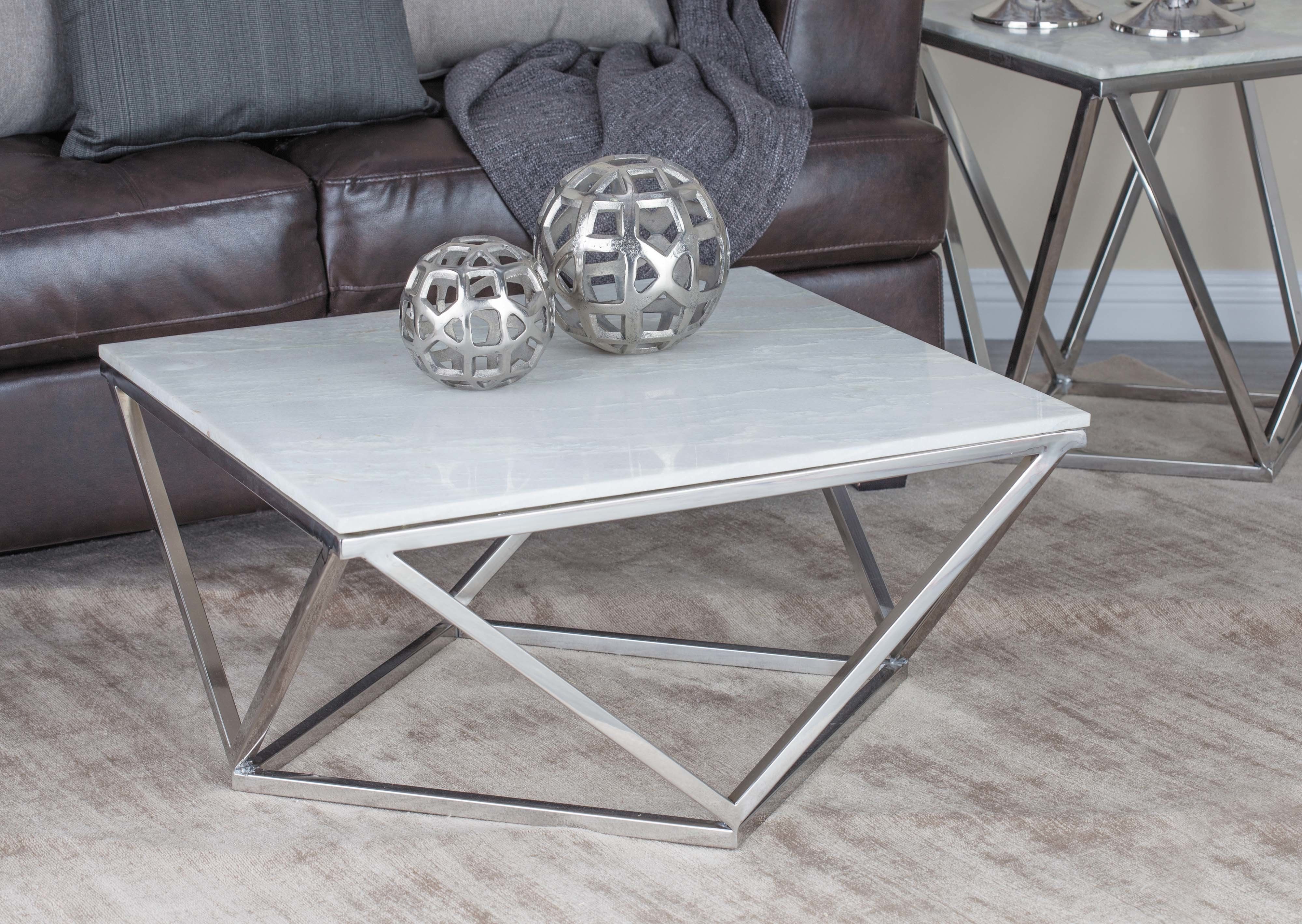 Cole & Grey Coffee Table & Reviews | Wayfair With Regard To Slab Large Marble Coffee Tables With Brass Base (View 25 of 30)