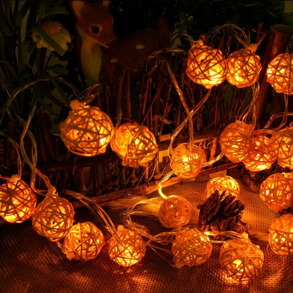 Connectable 5m 20leds Christmas Lights Indoor Outdoor Rattan Ball In Outdoor Rattan Lanterns (Photo 19 of 20)