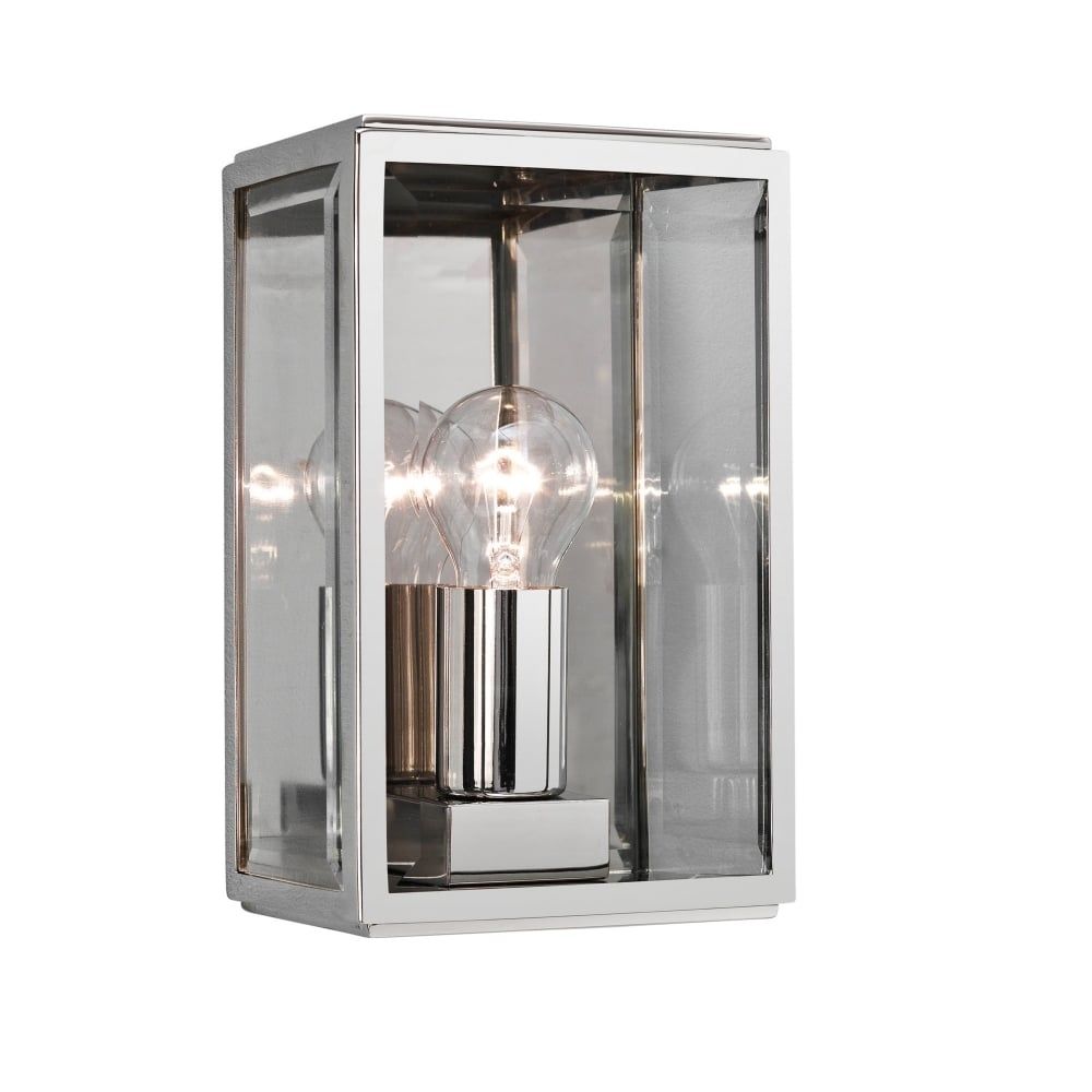 Contemporary Polished Nickel Outdoor Box Wall Lantern In Nickel Outdoor Lanterns (View 14 of 20)