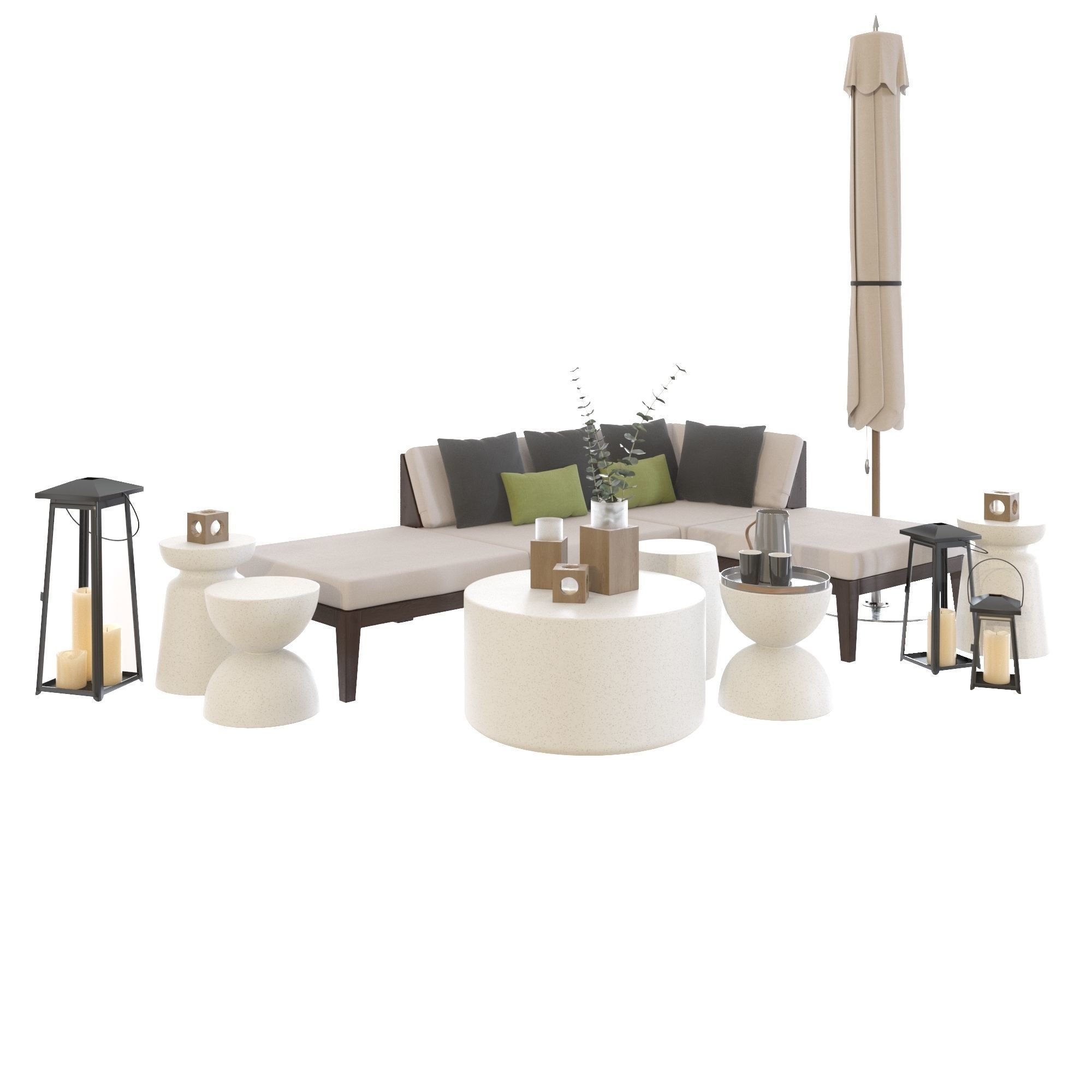 Crate And Barrel Elba Sectional 3d Model | Cgtrader In Elba Ottoman Coffee Tables (View 24 of 30)