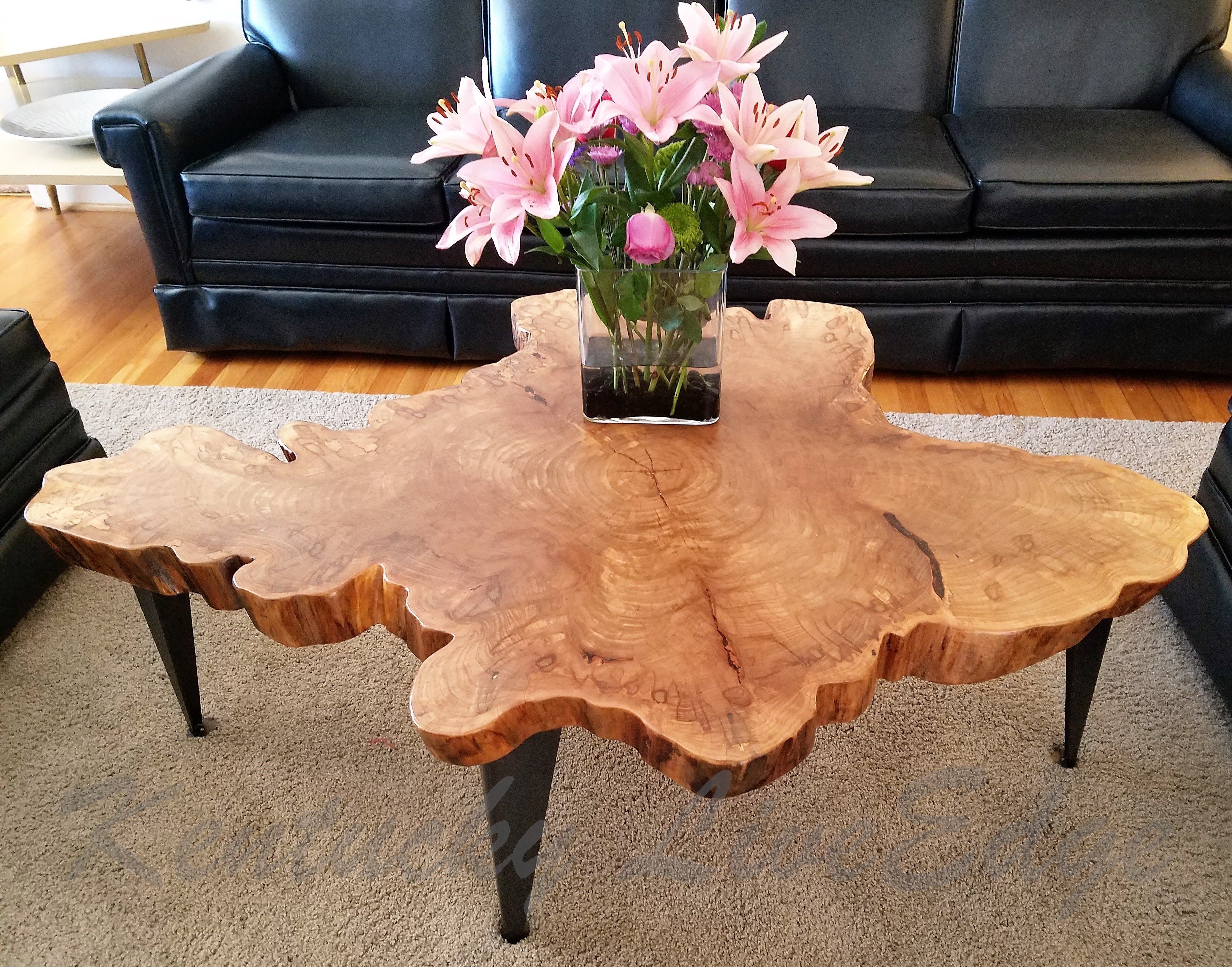 Custom Large Tree Slice Coffee Table  Live Edge Table  Round Coffee For Sliced Trunk Coffee Tables (View 17 of 30)