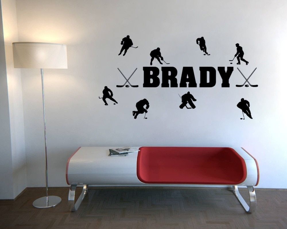 Custom Personalized Match Of Ice Hockey Wall Stickers Quotes Home Throughout Hockey Wall Art (Photo 9 of 20)
